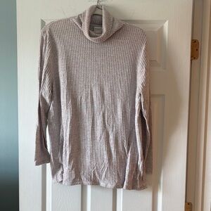 Chico's Light Mauve Ribbed Turtleneck Sweater